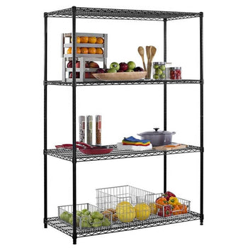 Regał stalowy - 900 x 450 mm - 4 półki - czarny - Prime Gastro