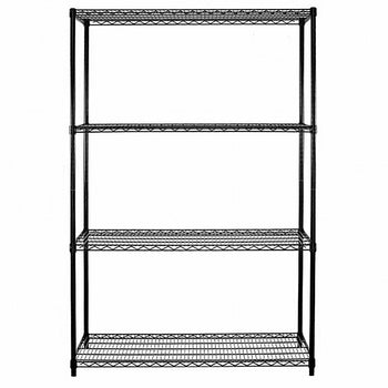 Regał stalowy - 900 x 450 mm - 4 półki - czarny - Prime Gastro