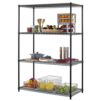 Regał stalowy - 900 x 450 mm - 4 półki - czarny - Prime Gastro