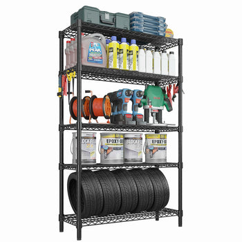 Regał stalowy - 900 x 450 mm - 5 półek - czarny - Prime Gastro