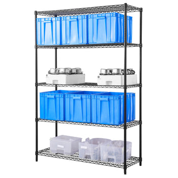 Regał stalowy - 900 x 450 mm - 5 półek - czarny - Prime Gastro