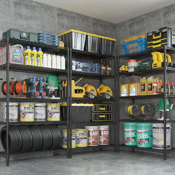 Regał stalowy - 1200 x 450 mm - 5 półek - czarny - Prime Gastro