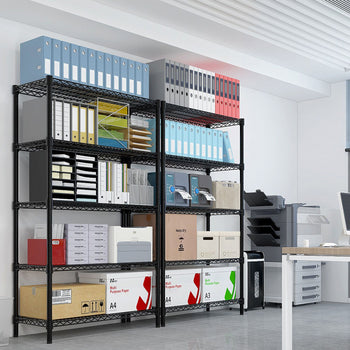 Regał stalowy - 1200 x 450 mm - 5 półek - czarny - Prime Gastro