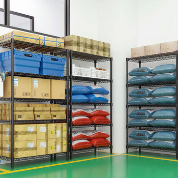 Regał stalowy - 900 x 450 mm - 4 półki - czarny - Prime Gastro