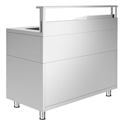 Stół do przygotowywania koktajli – stal nierdzewna – 1200 x 720 mm – z 2 przesuwanymi drzwiami