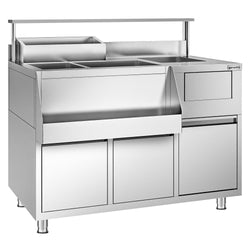 Stół do przygotowywania koktajli – stal nierdzewna – 1200 x 720 mm – z 2 szufladami