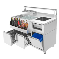 Stół do przygotowywania koktajli – stal nierdzewna – 1200 x 720 mm – z 2 szufladami