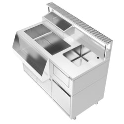 Stół do przygotowywania koktajli – stal nierdzewna – 1200 x 720 mm – z 2 szufladami