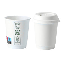 (500 sztuk) Kartonowe kubki na kawę na wynos – dwuścienne – 200 ml – Ø 80 mm – białe
