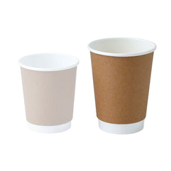 (500 Stück) Coffee to go Pappbecher - doppelwandig - 300ml - 12 oz - Ø 90mm - Braun - innen Weiß