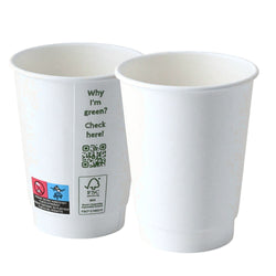 (500 Stück) Coffee to go Pappbecher - doppelwandig - 300ml - 12 oz - Ø 90mm - Weiß