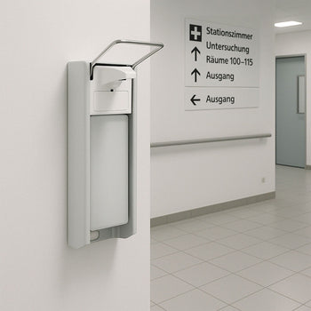 Dozownik płynu dezynfekującego z dźwignią obsługową - 1000ml - stal nierdzewna - Prime Gastro