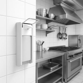 Dozownik płynu dezynfekującego z dźwignią obsługową - 1000ml - stal nierdzewna - Prime Gastro