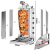 Grill do gyrosa i kebaba – gazowy – maks. 80 kg – 16,25 kW – z 5 ruchomymi palnikami i silnikiem u góry – z 2 osłonami i 2 drzwiami skrzydłowymi