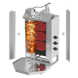 Elektryczny grill do gyrosa/kebaba - 3 palniki - maks. 40 kg - włącznie z drzwiami na zawiasach