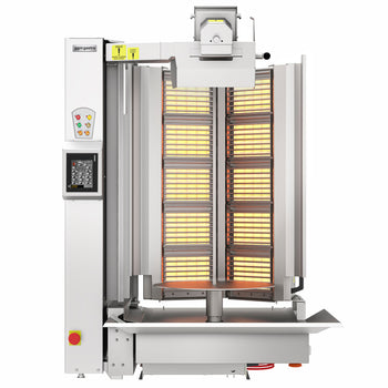 Gazowy robot do kebaba - 10 palników - kształt V - maks. 120 kg - Prime Gastro