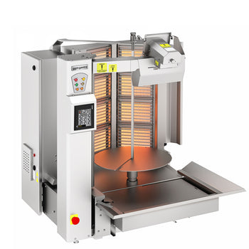 Gazowy robot do kebaba - 8 palników - kształt V - maks. 95 kg - Prime Gastro