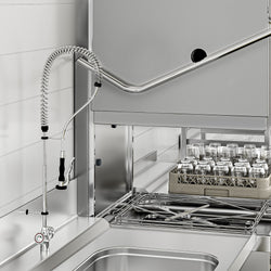 Pass Through Dishwasher - Digital Controls - 7.1kW - incl. Inlet Table left, Outlet Table right - with Detergent & Rinse Aid Dosing Pumps, Drain Pump