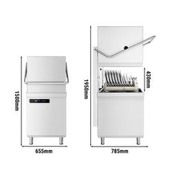 Pass Through Dishwasher - Digital Controls - 7.1kW - incl. Inlet Table left, Outlet Table right - with Detergent & Rinse Aid Dosing Pumps, Drain Pump