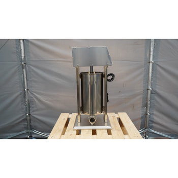 Elektryczna maszynka do nadziewania kiełbasek i churros – 15 litrów – 90 W – stal nierdzewna – w zestawie 4 nasadki do nadziewania kiełbasek i 3 nasadki do churros