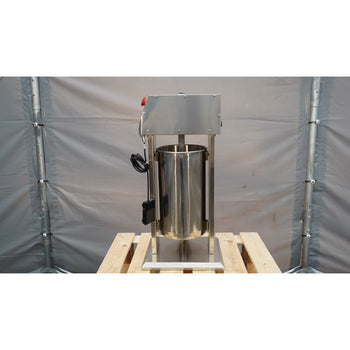 Elektryczna maszynka do nadziewania kiełbasek i churros – 15 litrów – 90 W – stal nierdzewna – w zestawie 4 nasadki do nadziewania kiełbasek i 3 nasadki do churros