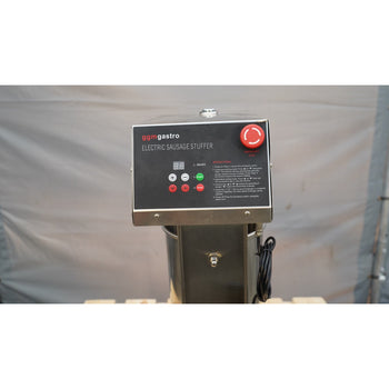 Elektryczna maszynka do nadziewania kiełbasek i churros – 10 litrów – 90 W – stal nierdzewna – w zestawie 4 nasadki do nadziewania kiełbasek i 3 nasadki do churros