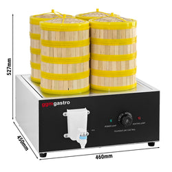 (2 szt.) - Parownik Dim Sum - 2,5kW - Manualny - w zestawie: 32 kosze bambusowe i 8 pokrywy