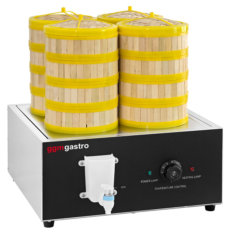 Piekarnik parowy - 2,5 kW - manualny - w zestawie 16 koszyków bambusowych i 4 pokrywki