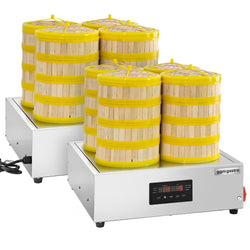 Piekarnik parowy - 2,5 kW - cyfrowy - w zestawie 16 koszyków bambusowych i 4 pokrywki