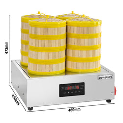 (2 szt.) - Parownik Dim Sum - 2,5kW - Cyfrowy - w zestawie: 32 kosze bambusowe i 8 pokrywy