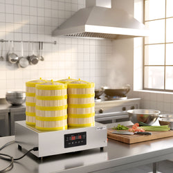Parownik Dim Sum - 2,5kW - Cyfrowy - w zestawie: 16 koszy bambusowe i 4 pokrywy