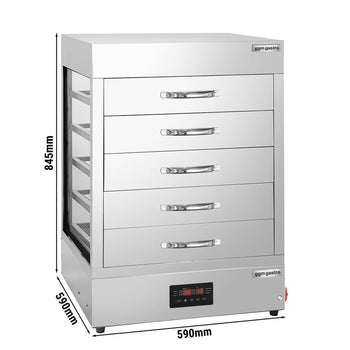 Piekarnik parowy - 2,5 kW - cyfrowy - w zestawie z nadstawką do gotowania na parze z 5 szufladami - Prime Gastro