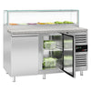 Commercial Saladette Counter PREMIUM - 1510mm - 390L - 2 doors - with glass canopy for 7 x GN 1/3