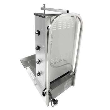 Grill gazowy do gyrosa/kebaba - 4 palniki - maks. 60 kg - włącznie z blachą ochronną & drzwiami na zawiasach - Dla Wielkiej Brytanii - Prime Gastro