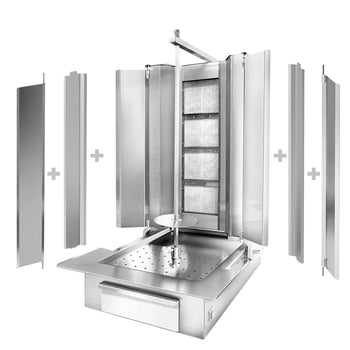 Grill gazowy do gyrosa /kebaba - 4 palniki - maks. 60 kg - włącznie z blachą ochronną i drzwiami na zawiasach - dla FRA & BEL - Prime Gastro