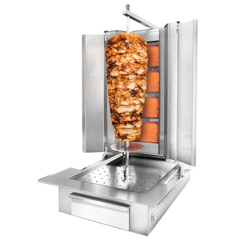 Grill gazowy do gyrosa /kebaba - 4 palniki - maks. 60 kg - włącznie z blachą ochronną i drzwiami na zawiasach - dla FRA & BEL - Prime Gastro