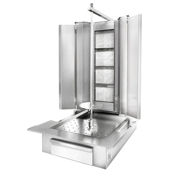 Grill gazowy do gyrosa /kebaba - 4 palniki - maks. 60 kg - włącznie z blachą ochronną i drzwiami na zawiasach - dla FRA & BEL - Prime Gastro