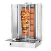 Gas gyros/kebab grill - V-shape - 5+5 burners - max. 120 kg - including 2 protective plates & 2 hinged doors