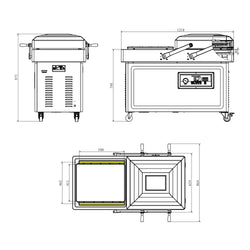 Podwójna komora do pakowania próżniowego – 2 x 20 m³/h – 2 x 750 W