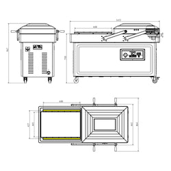 Podwójna komora do pakowania próżniowego – 3 x 20 m³/h – 3 x 750 W