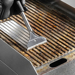 Płyta grillowa elektryczna - 3,6kW - Ryflowana - Powierzchnia: 395x535mm - na podstawie z szafką - z szafką z 1 drzwiami