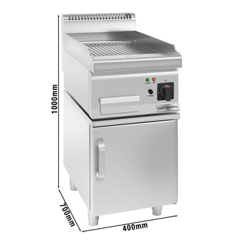 Elektryczna płyta grillowa - 3,6 kW - Ryflowana - włącznie z podstawą z drzwiczkami - Prime Gastro