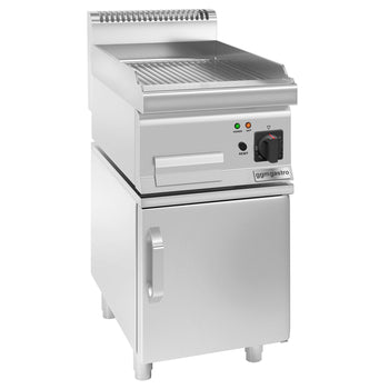 Elektryczna płyta grillowa - 3,6 kW - Ryflowana - włącznie z podstawą z drzwiczkami - Prime Gastro