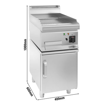 Elektryczna płyta grillowa - 4,5 kW - Ryflowana - włącznie z podstawą z drzwiczkami - Prime Gastro