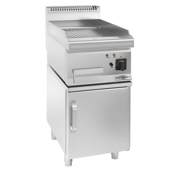 Elektryczna płyta grillowa - 4,5 kW - Ryflowana - włącznie z podstawą z drzwiczkami - Prime Gastro