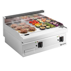 Płyta grillowa elektryczna - 7,10kW - Gładko - ryflowana - Powierzchnia: 800x700mm - nastawna