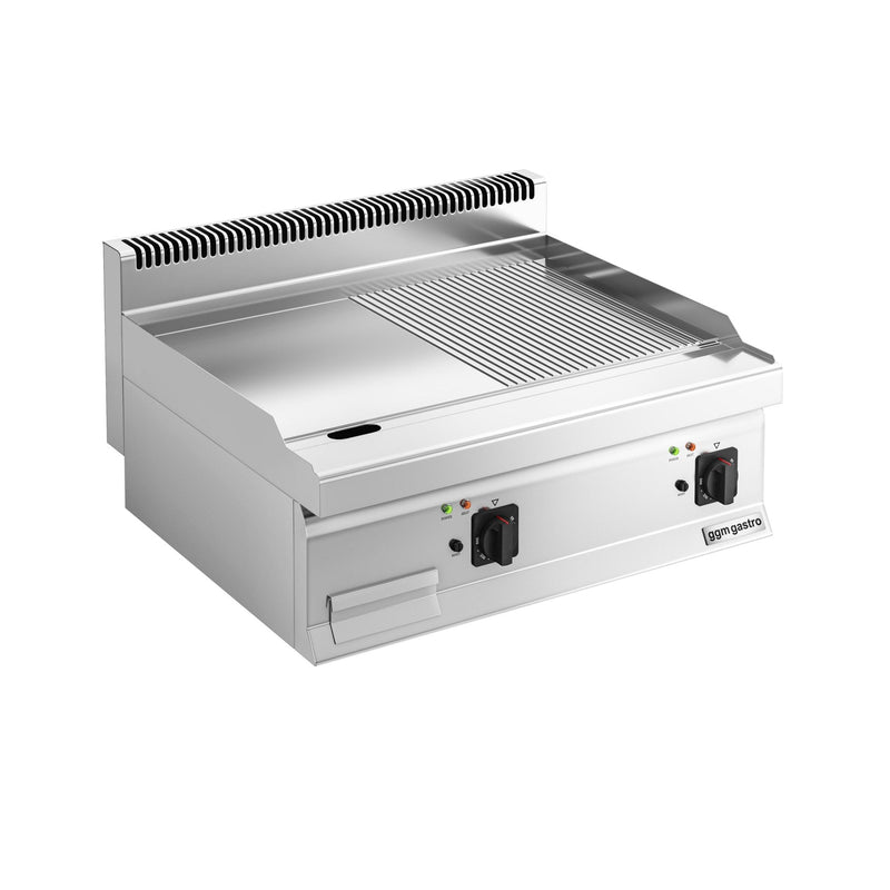 Płyta grillowa elektryczna - 7,10kW - Gładko - ryflowana - Powierzchnia: 800x700mm - nastawna