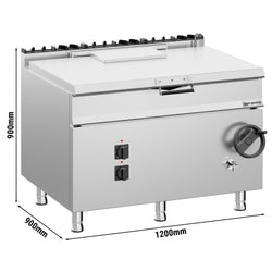 Elektro Kippbratpfanne - 120 Liter - 19 kW - mit Handrad und Wasseranschluss