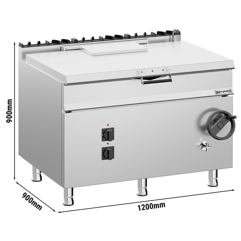 Elektro Kippbratpfanne - 120 Liter - 19 kW - mit Handrad und Wasseranschluss