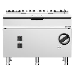 Patelnia przechylna do smażenia – elektryczna – 120 L – 19 kW – z przechyłem ręcznym i przyłączem wody